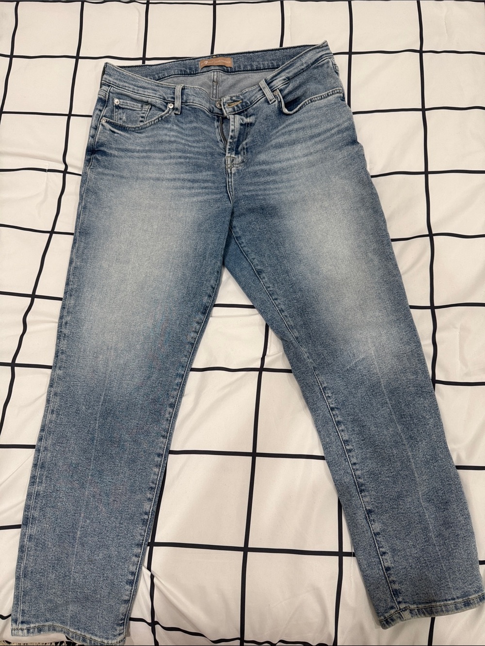 7 For All Mankind Light Blue Straight-Leg Jeans - Josefina